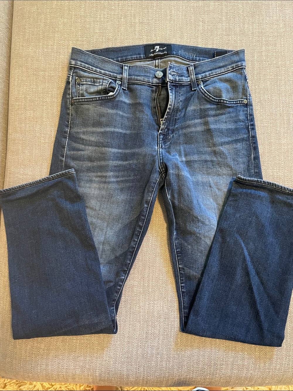 NWOT! 7 For All Mankind Men’s Slimmy Jeans in Faded Blue Denim size 29